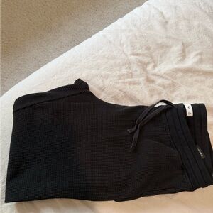 Womens Black Waffle Knit Pants